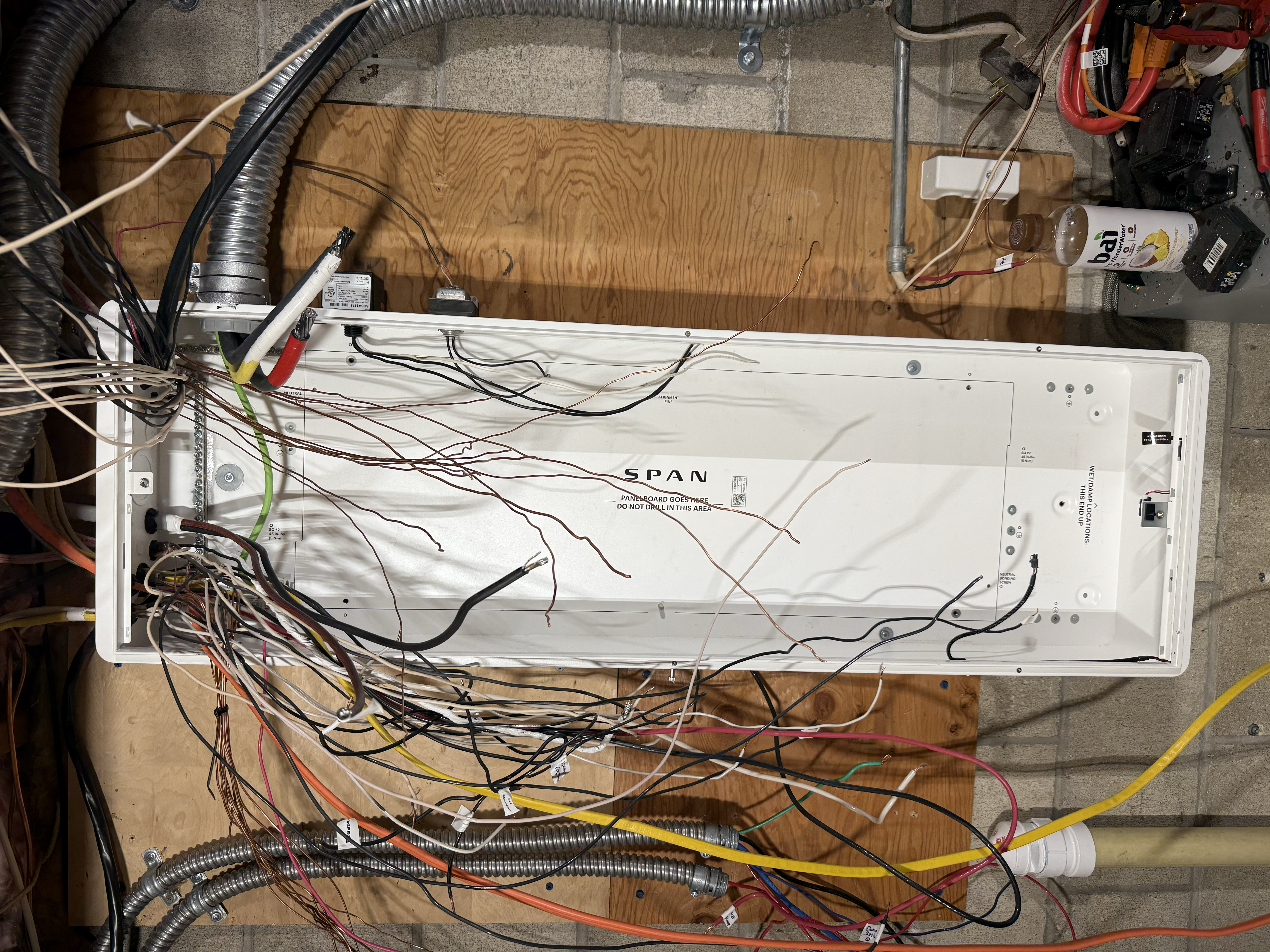 Span panel mounted — empty enclosure with loose wires