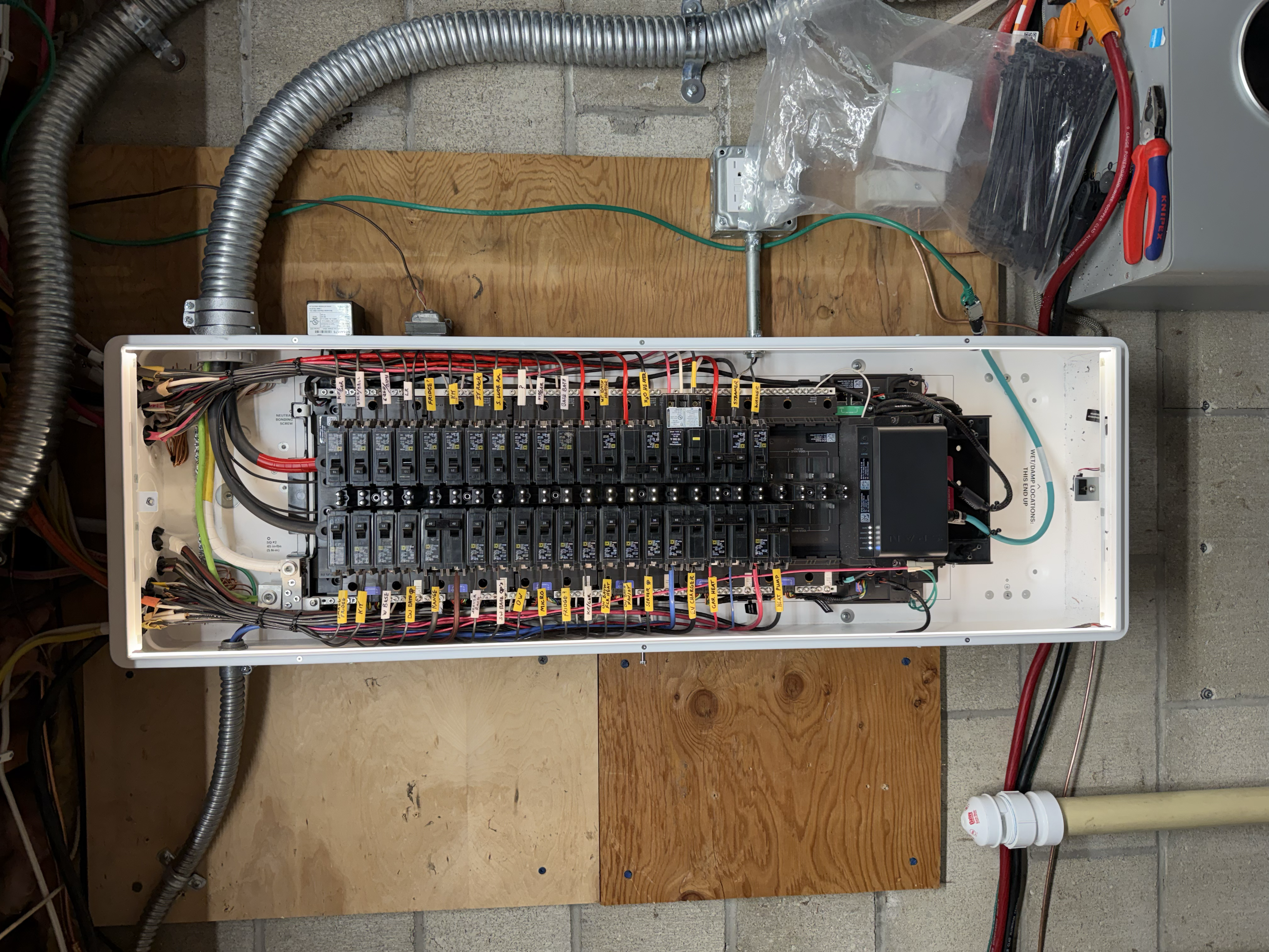 All breakers in, wiring clean and organized