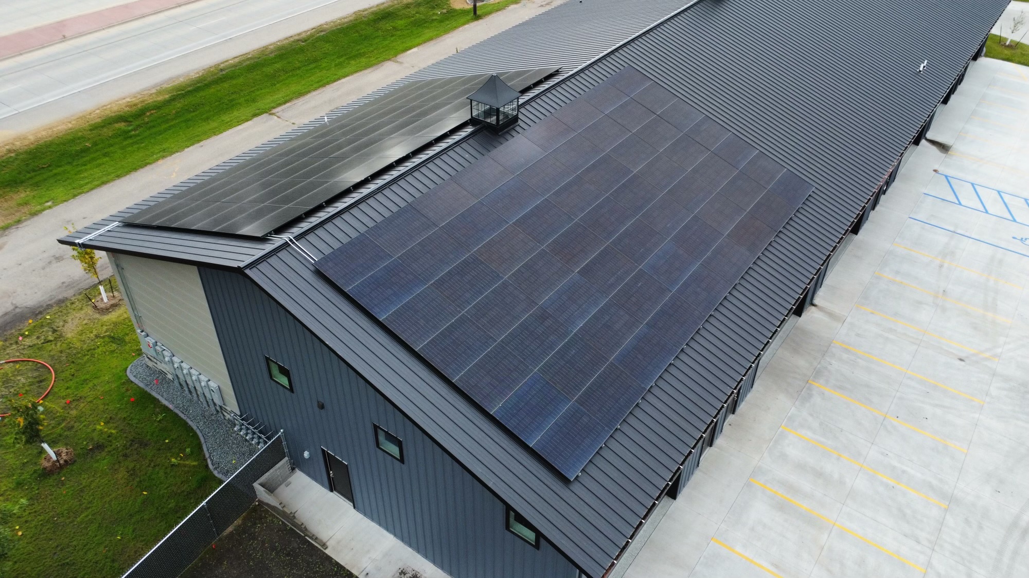 Solar array drone shot